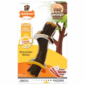 NBS502P-300x300 Nylabone Strong Chew Real Wood Stick Dog Chew Toy Maple Bacon Wolf