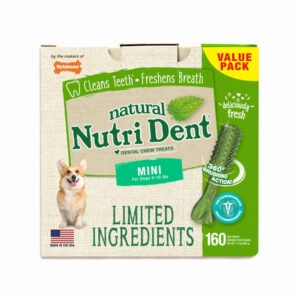 NTD440T160P-300x300 Nylabone Nutri Dent Limited Ingredient Dental Chews Fresh Breath Mini 160 count