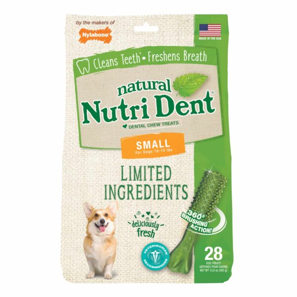 NTD441M28P-600x600 Nylabone Nutri Dent Limited Ingredient Dental Chews Fresh Breath Small 28 count
