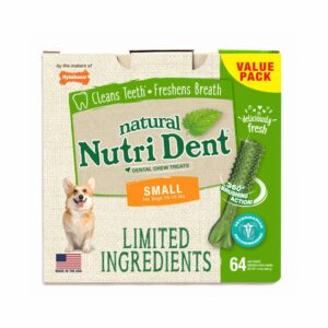 NTD441T64P-300x300 Nylabone Nutri Dent Limited Ingredient Dental Chews Fresh Breath Small 64 count