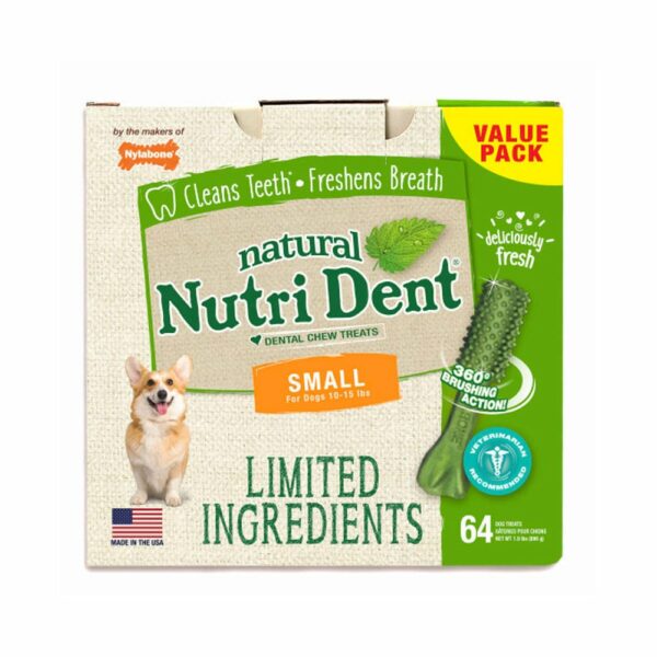 NTD441T64P-600x600 Nylabone Nutri Dent Limited Ingredient Dental Chews Fresh Breath Small 64 count