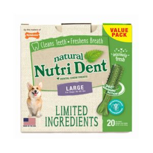 NTD443T20P-300x300 Nylabone Nutri Dent Limited Ingredient Dental Chews Fresh Breath Large 20 count
