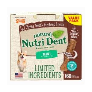 NTD660T160P-300x300 Nylabone Nutri Dent Limited Ingredient Dental Chews Filet Mignon Mini 160 count