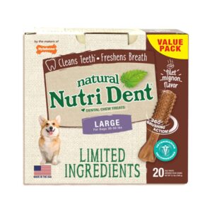 NTD663T20P-300x300 Nylabone Nutri Dent Limited Ingredient Dental Chews Filet Mignon Large 20 count