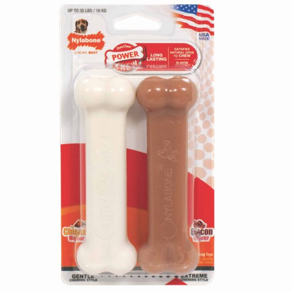 NVD003VPP-600x600 Nylabone Power Chew Bacon and Chicken Dog Toy 2 pack Wolf