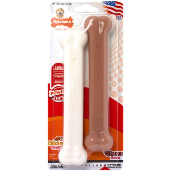 NVD004VPP-600x600 Nylabone Power Chew Bacon and Chicken Dog Toy 2 pack Giant