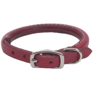 EP120312R-300x300 Circle T Oak Tanned Leather Round Dog Collar - Red - 12 " Neck
