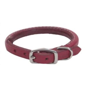 EP120314R-300x300 Circle T Oak Tanned Leather Round Dog Collar - Red - 14" Neck