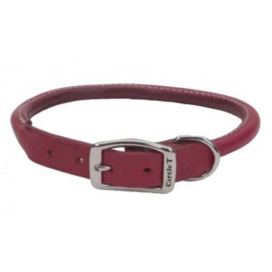 EP120620R-300x300 Circle T Oak Tanned Leather Round Dog Collar - Red - 20" Neck