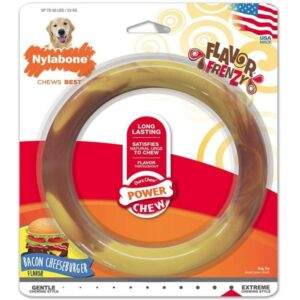 EPU85000-300x300 Nylabone Power Chew Ring Dog Toy Bacon Cheeseburger Flavor Large - 1 Count