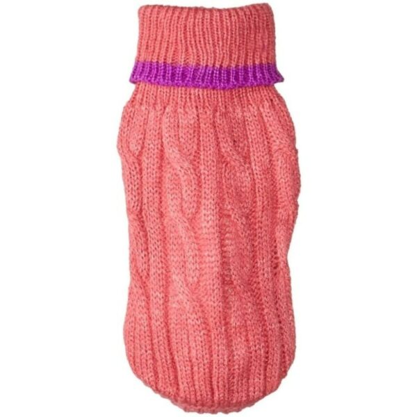 fashion pet cable knit dog sweater pink xxx small (4" from neck base to tail)