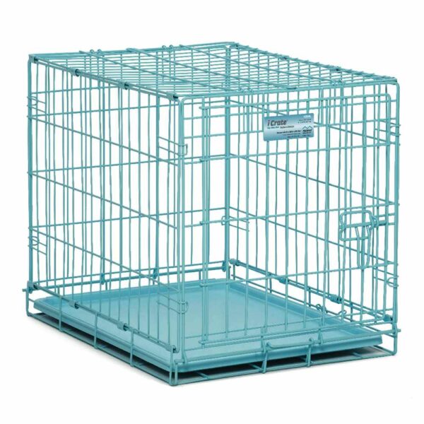 1524bl-600x600 Midwest iCrate Single Door Dog Crate Blue 24" x 18" x 19"