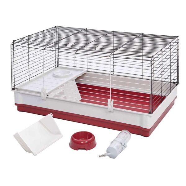 158-600x600 Midwest Wabbitat Deluxe Rabbit Home White, Red 39.50" x 23.75" x 19.75"