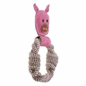 Country Tails Dog Toy Pig Head Rope Ring