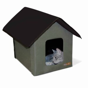 K&H Pet Products Outdoor Kitty House Cat Shelter (Unheated) Olive 19" x 22" x 17"