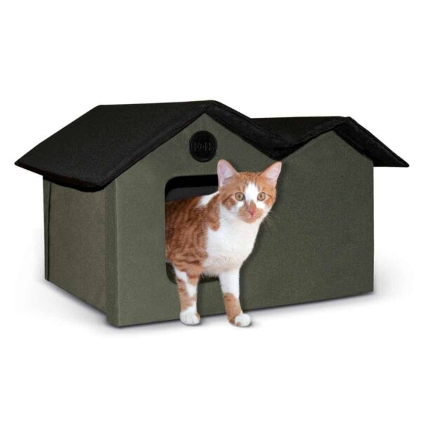 kh3971-600x600 K&H Pet Products Unheated Outdoor Kitty House Extra Wide Olive / Black 21.5" x 26.5" x 15.5: